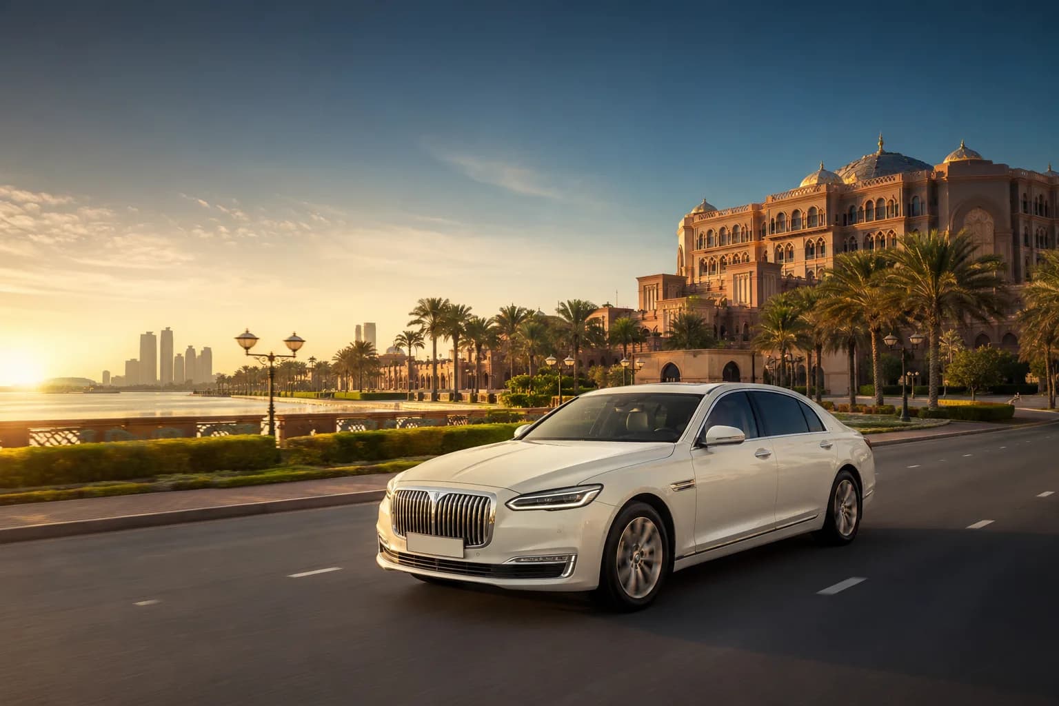 Abu Dhabi Corniche and the Emirates Palace waterfront, a signature DuneRide destination